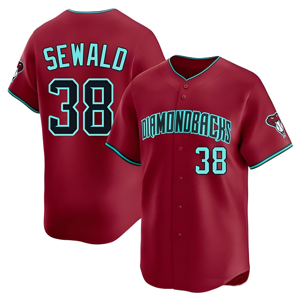 Punc A.Diamondbacks #38 Paul Sewald Player Red Limited Alternate Stitched Jersey