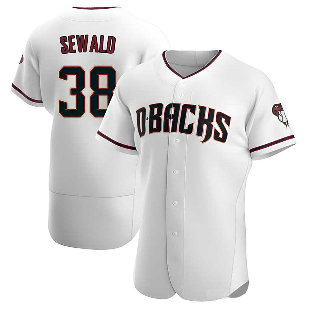 Punc A.Diamondbacks #38 Paul Sewald Player White Authentic Crimson Home Stitched Jersey