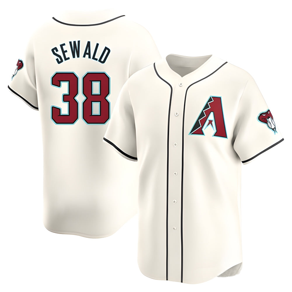 Punc A.Diamondbacks #38 Paul Sewald Player White Limited Home Stitched Jersey