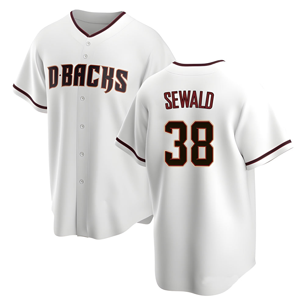 Punc A.Diamondbacks #38 Paul Sewald Player White Replica Home Stitched Jersey