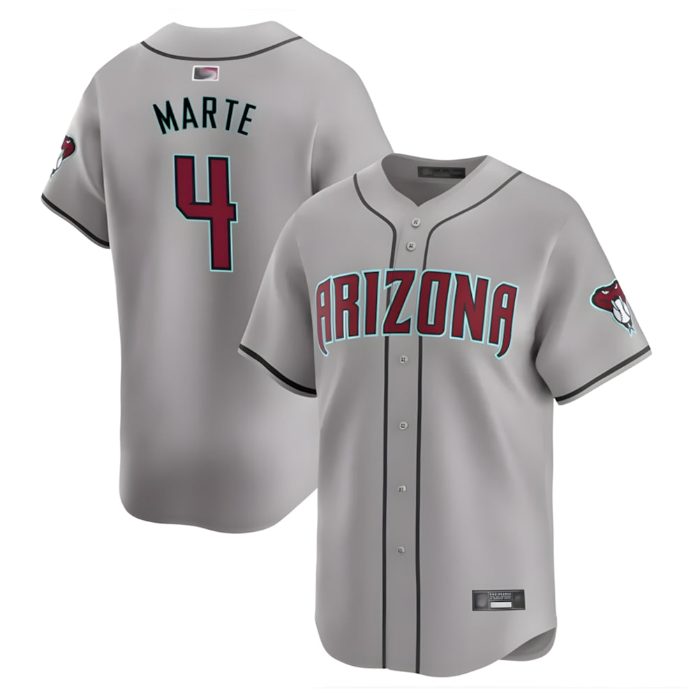 Punc A.Diamondbacks #4 Ketel Marte Player Gray Replica Game Stitched Jerseys