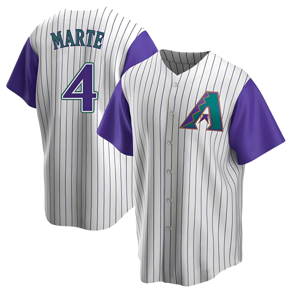 Punc A.Diamondbacks #4 Ketel Marte Player White-Purple Limited Stitched Jerseys