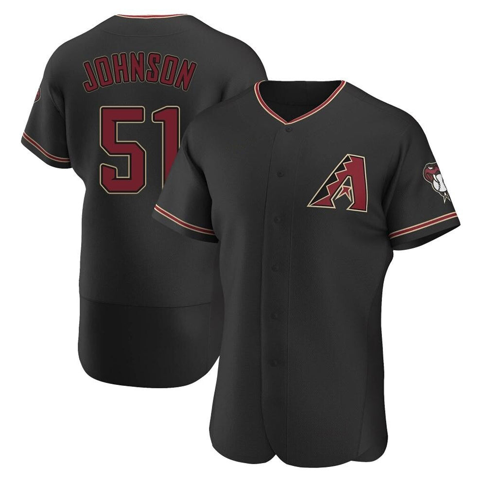 Punc A.Diamondbacks #51 Randy Johnson Player Black Authentic Alternate Stitched Jerseys