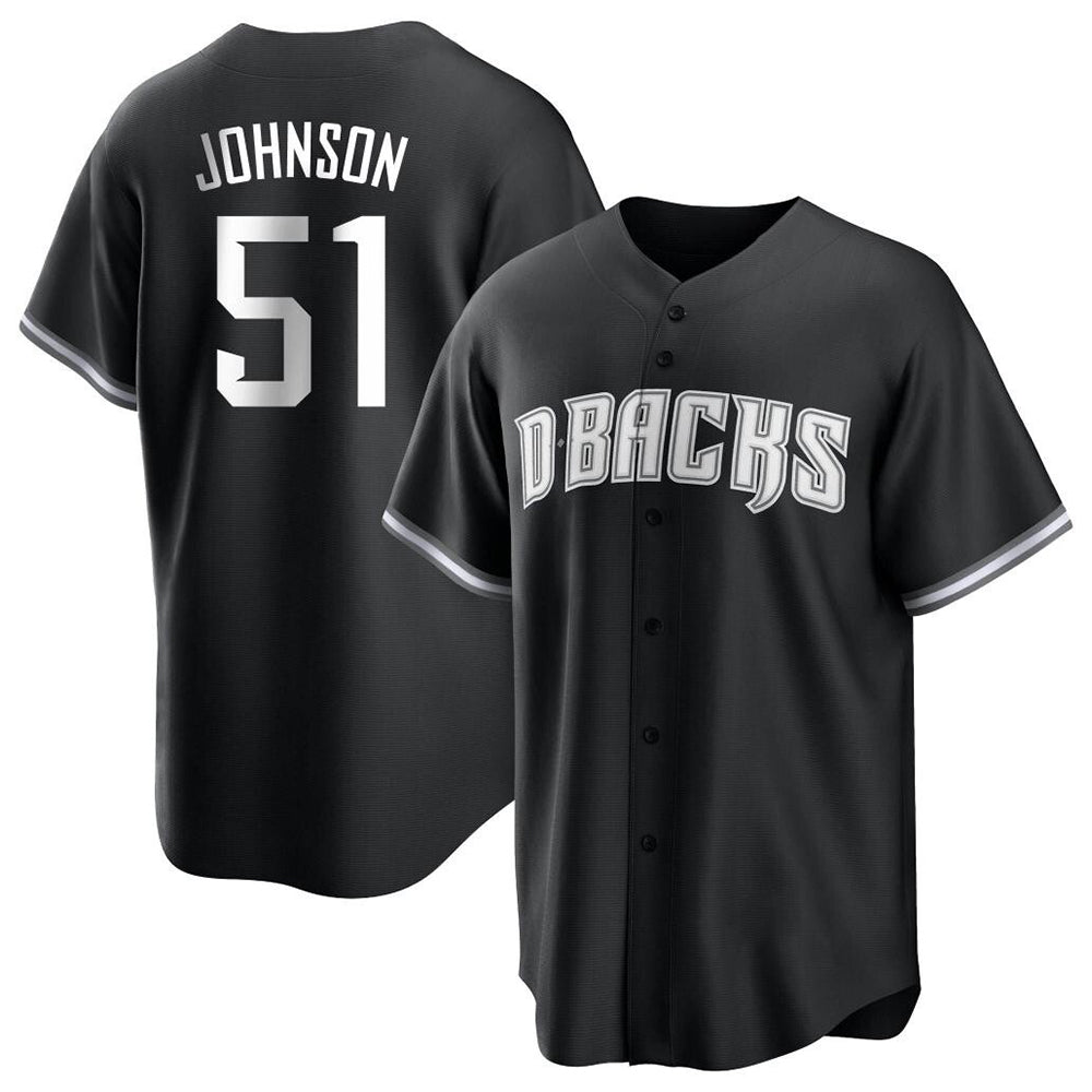 Punc A.Diamondbacks #51 Randy Johnson Player Black White Replica Alternate Stitched Jerseys