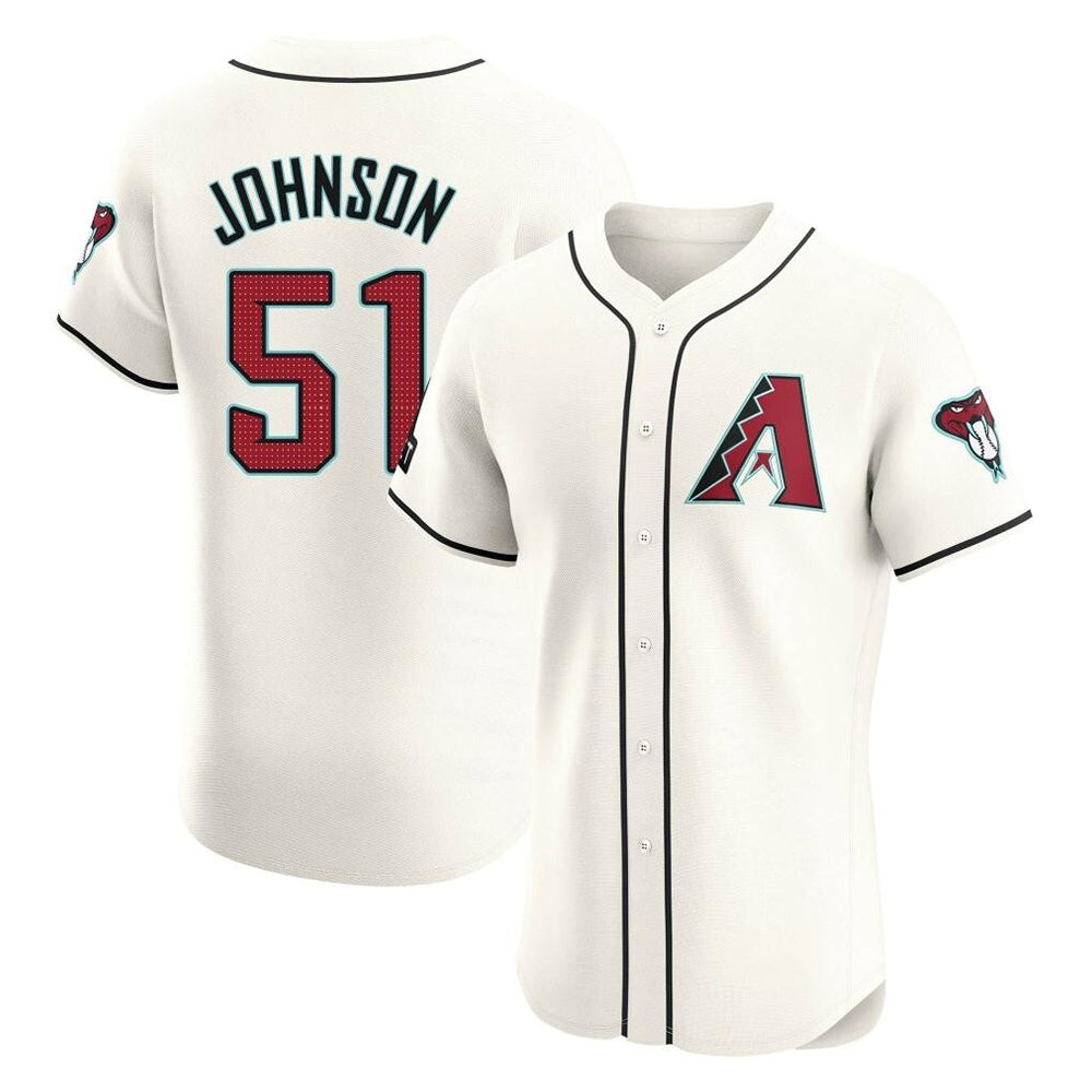 Punc A.Diamondbacks #51 Randy Johnson Player Cream Elite Home Patch Stitched Jerseys
