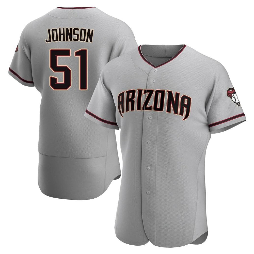 Punc A.Diamondbacks #51 Randy Johnson Player Gray Authentic Road Stitched Jerseys