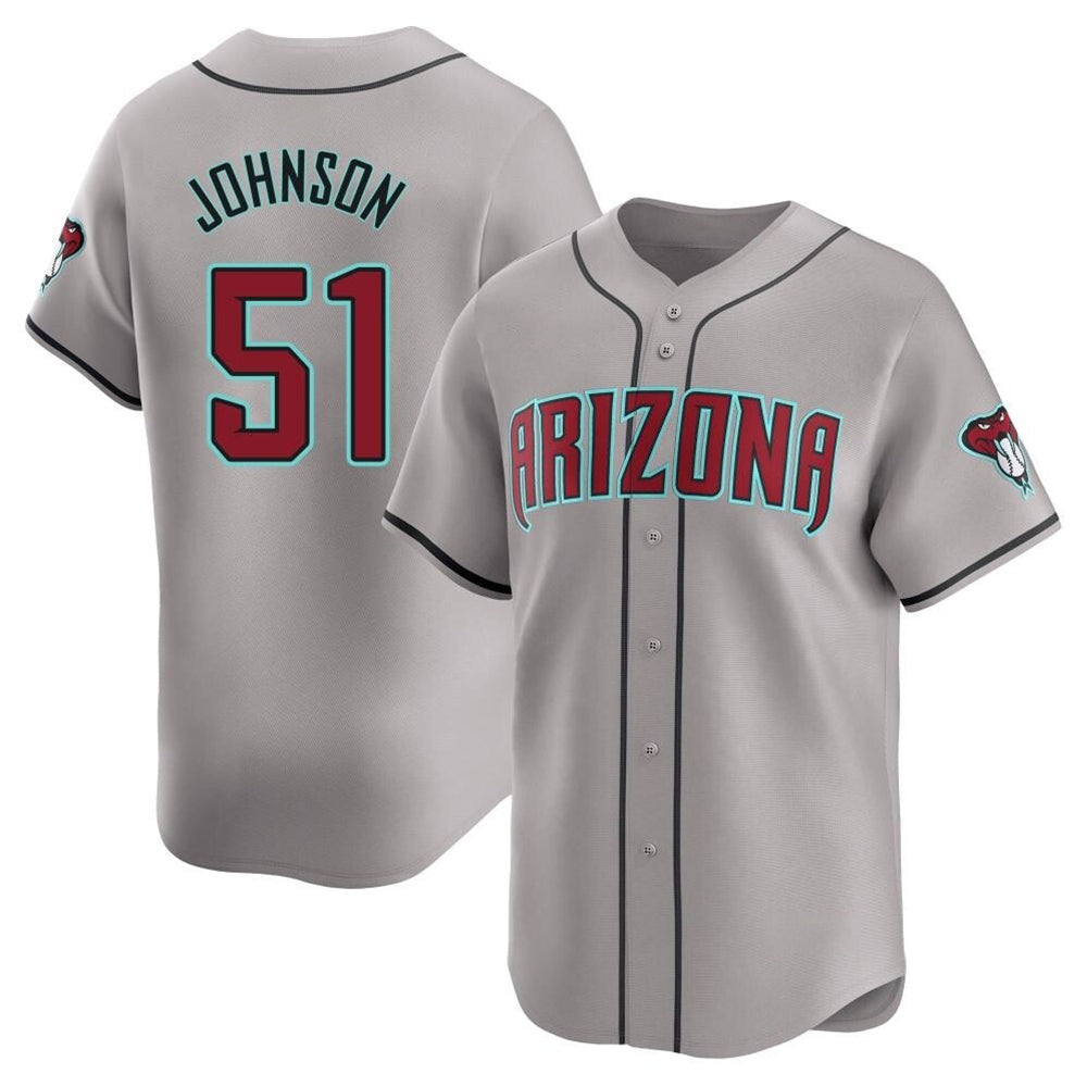 Punc A.Diamondbacks #51 Randy Johnson Player Gray Limited Away Stitched Jerseys