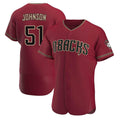 Punc A.Diamondbacks #51 Randy Johnson Red Authentic Crimson Alternate Stitched Jerseys