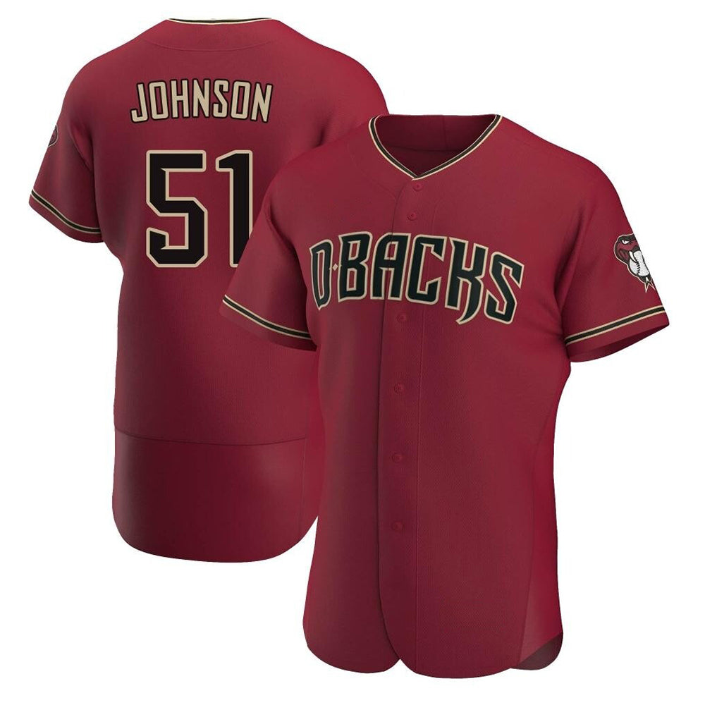 Punc A.Diamondbacks #51 Randy Johnson Red Authentic Crimson Alternate Stitched Jerseys