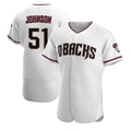 Punc A.Diamondbacks #51 Randy Johnson White Authentic Crimson Home Stitched Jerseys