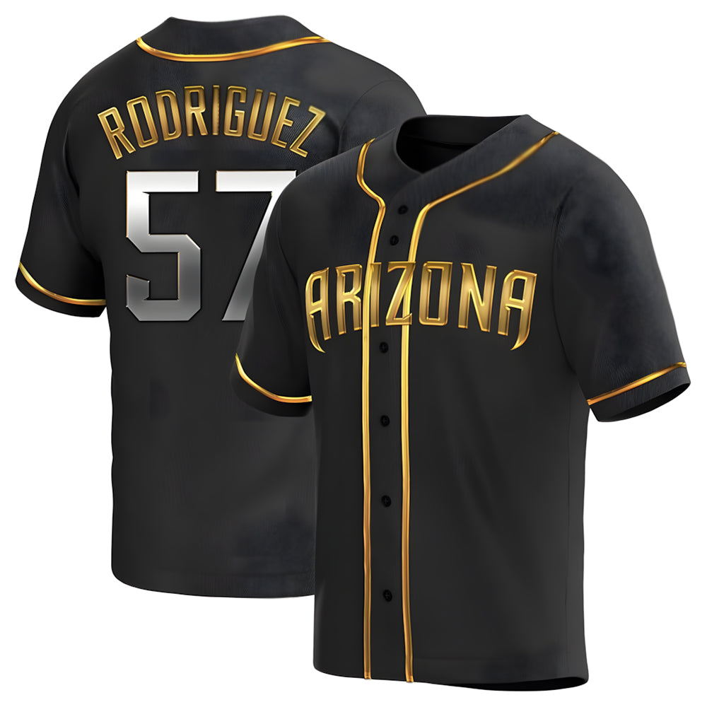 Punc A.Diamondbacks #57 Eduardo Rodriguez Player Black Golden Replica Alternate Stitched Jersey