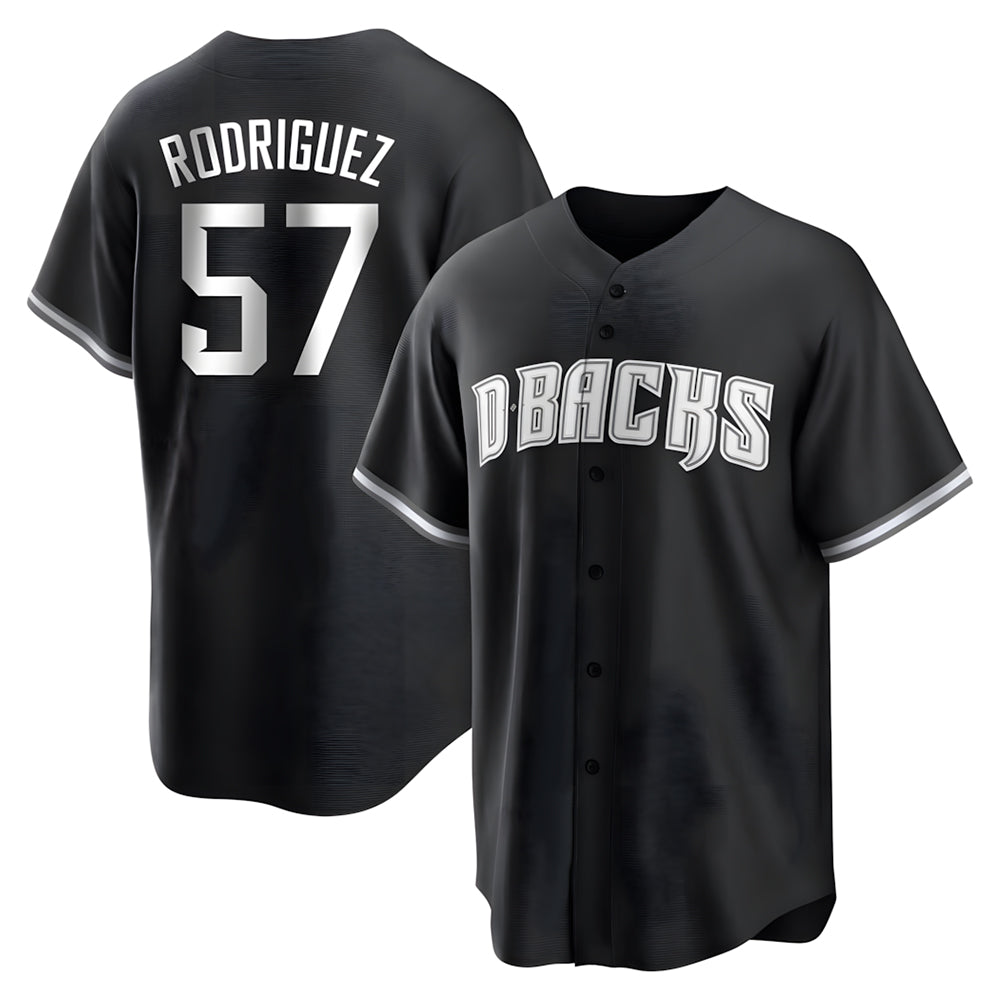 Punc A.Diamondbacks #57 Eduardo Rodriguez Player Black White Replica Alternate Stitched Jersey