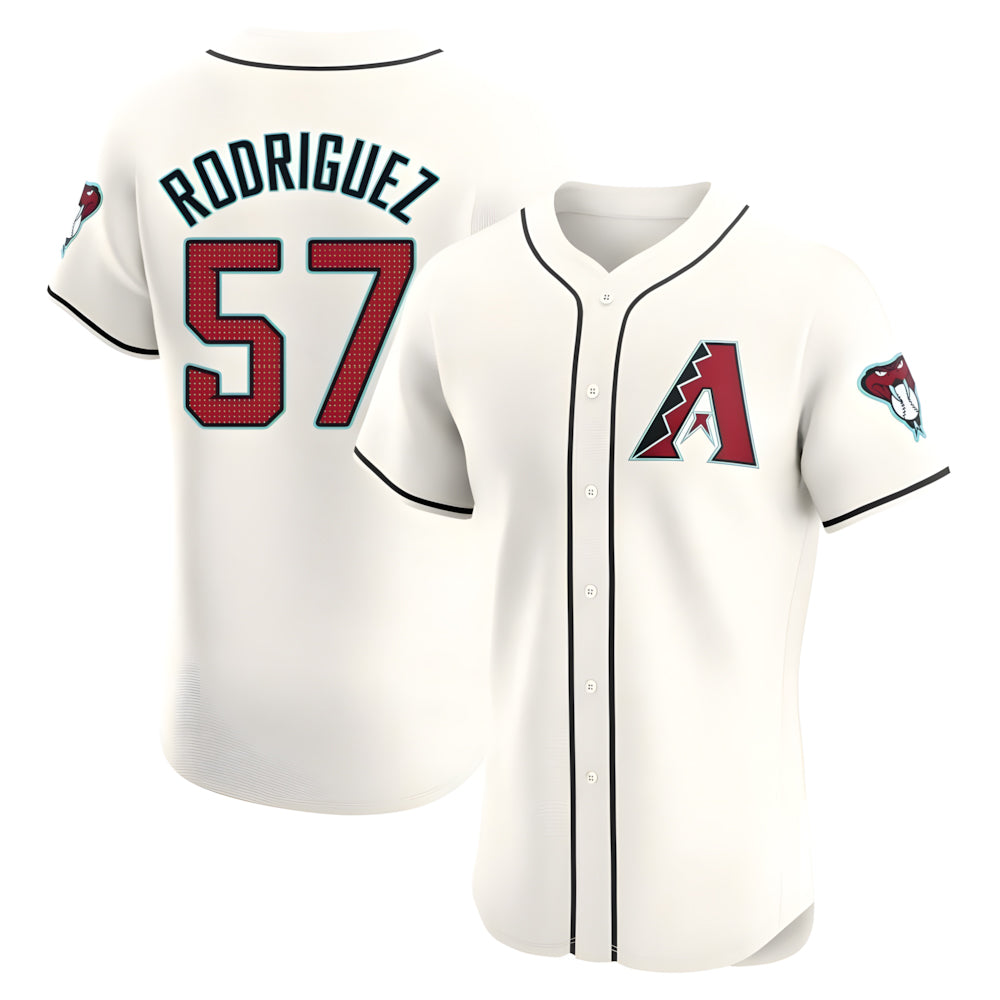 Punc A.Diamondbacks #57 Eduardo Rodriguez Player Cream Elite Home Stitched Jersey
