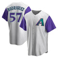 Punc A.Diamondbacks #57 Eduardo Rodriguez Player  Cream Purple Replica Alternate Cooperstown Collection Stitched Jersey