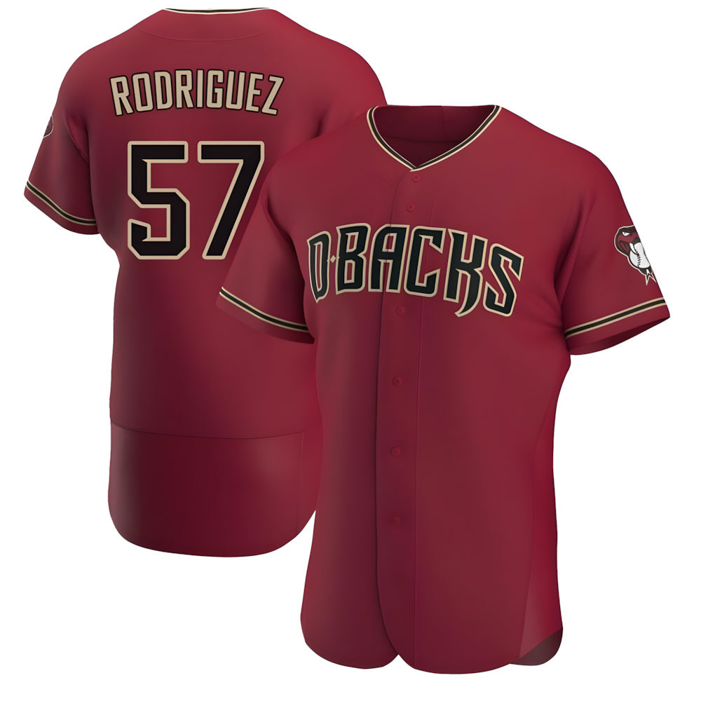 Punc A.Diamondbacks #57 Eduardo Rodriguez Player Red Authentic Crimson Stitched Jersey