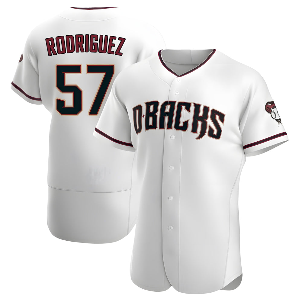 Punc A.Diamondbacks #57 Eduardo Rodriguez Player White Crimson Home Stitched Jersey