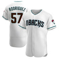 Punc A.Diamondbacks #57 Eduardo Rodriguez Player White Teal Alternate Stitched Jersey