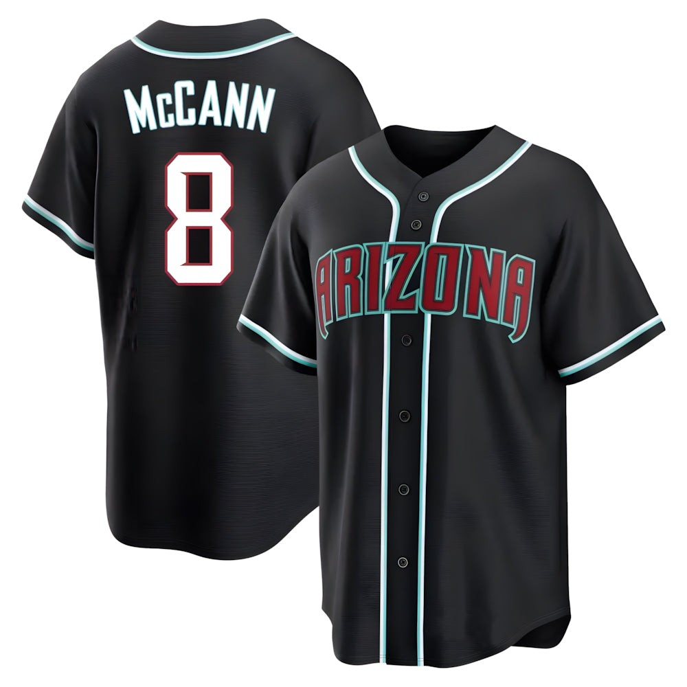 Punc A.Diamondbacks #8 James McCann Player Black Replica Fashion Out Stitched Jersey
