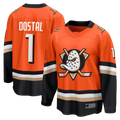 Punc A.Ducks #1 Lukas Dostal Orange Home Breakaway Jerseys