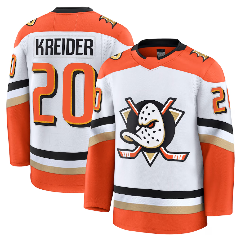 Punc A.Ducks #20 Chris Kreider White Away Premium Jerseys