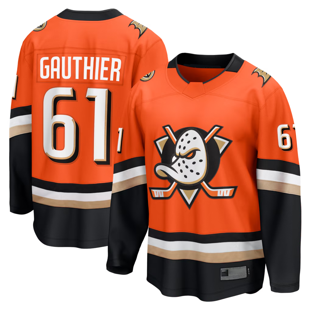 Punc A.Ducks #61 Cutter Gauthier Orange Home Breakaway Jerseys