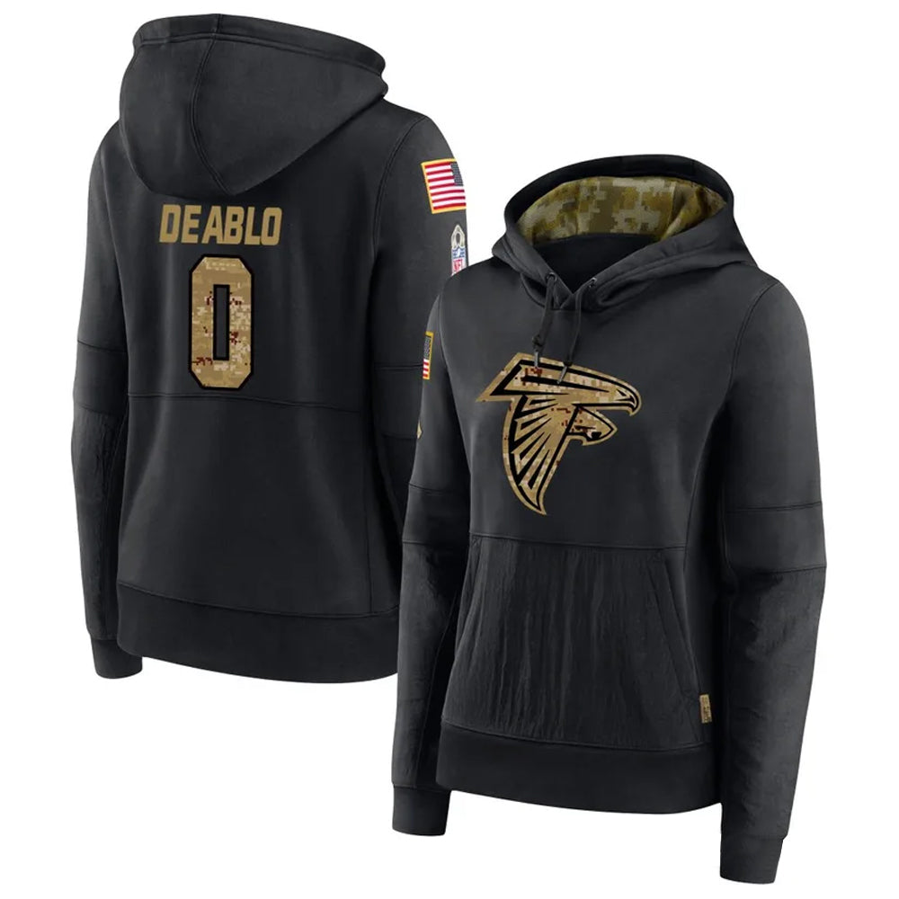 Punc A.Falcons #0 Divine Deablo Player Black Salute to Service Hoodies Stitched Jerseys