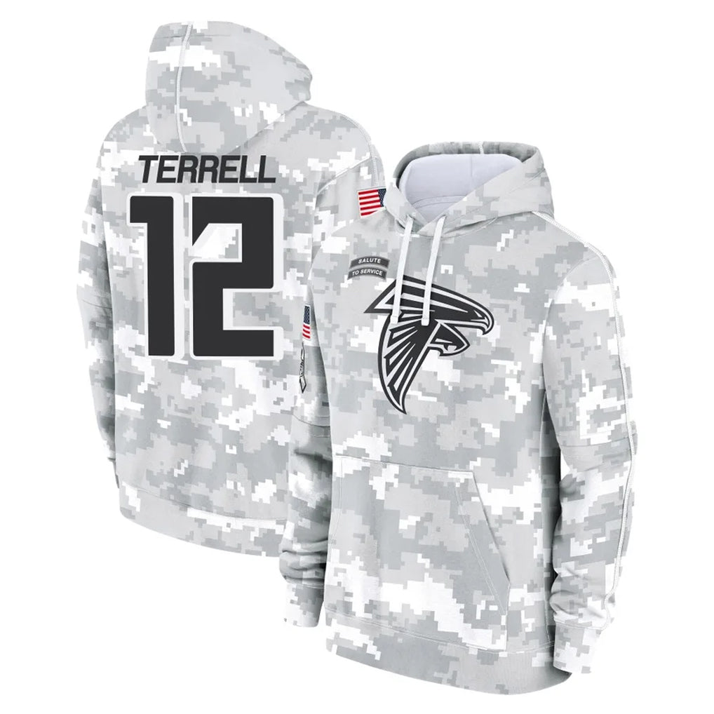 Punc A.Falcons #12 Avieon Terrell Player Arctic Camo Salute to Service Limited Hoodie Stitched Jerseys