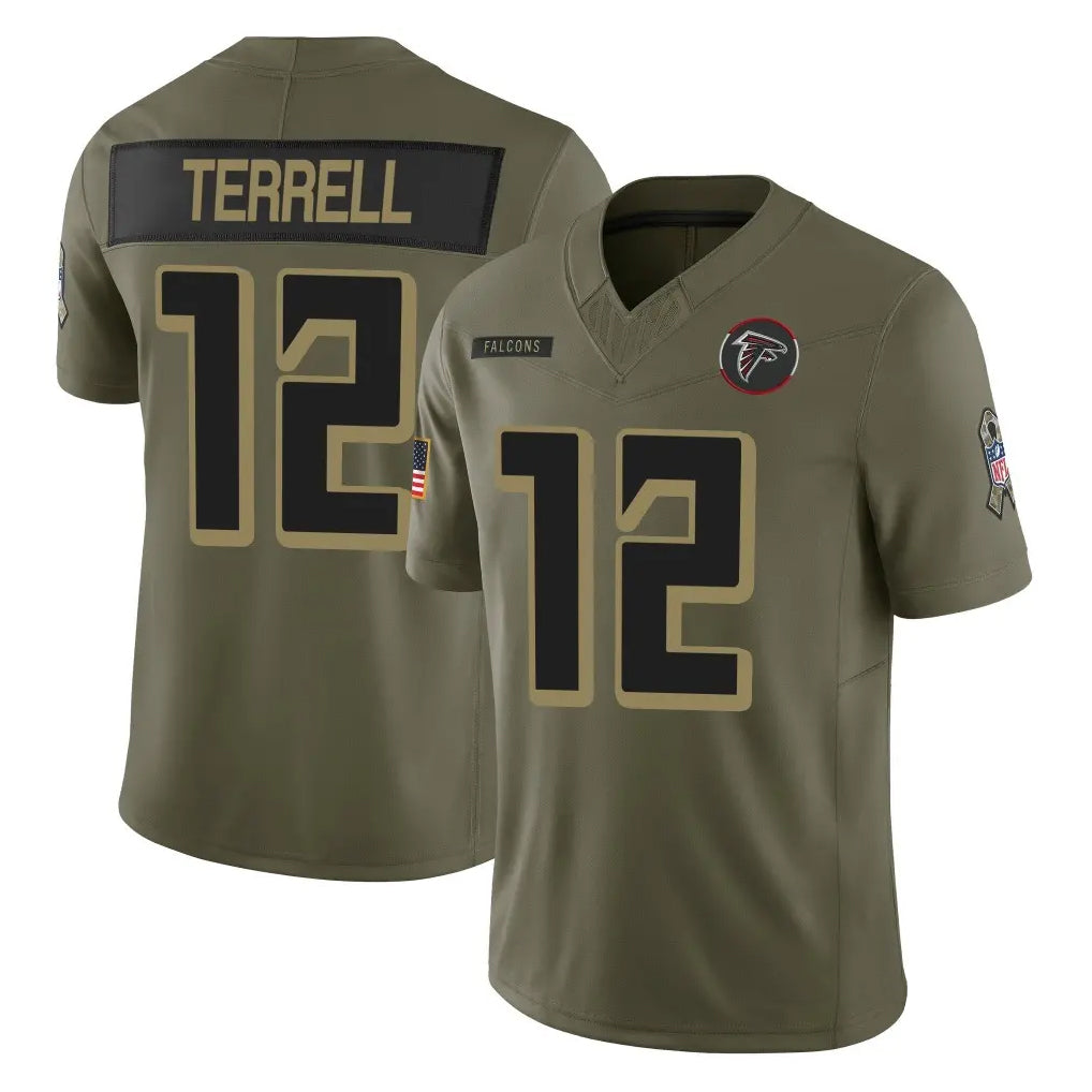 Punc A.Falcons #12 Avieon Terrell Player Olive Salute To Service Limited Home Game Stitched Jerseys
