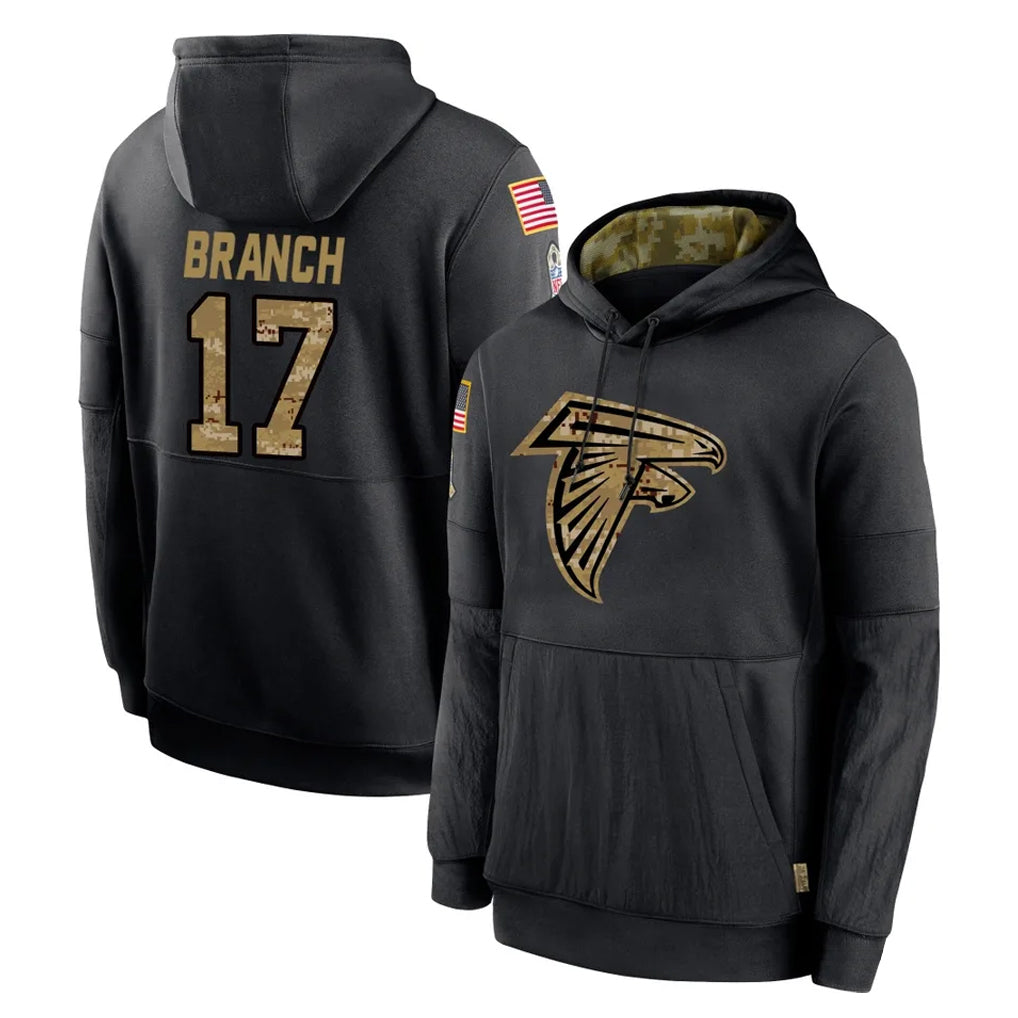 Punc A.Falcons #17 Zachariah Branch Player Black Salute to Service Limited Black Hoodie Stitched Jerseys