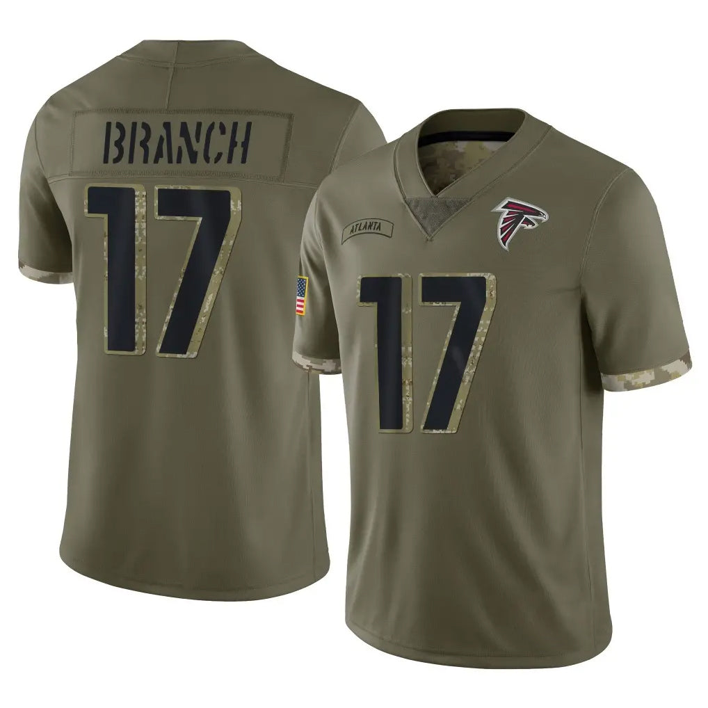 Punc A.Falcons #17 Zachariah Branch Player Olive Salute To Service Stitched Jerseys