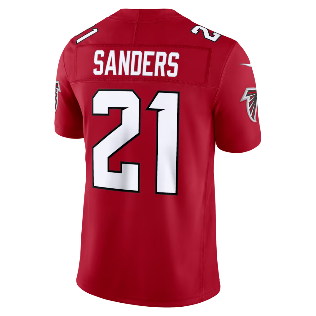 Punc A.Falcons #21 Deion Sanders Red Vapor F.U.S.E. Stitched Retired Limited Jerseys