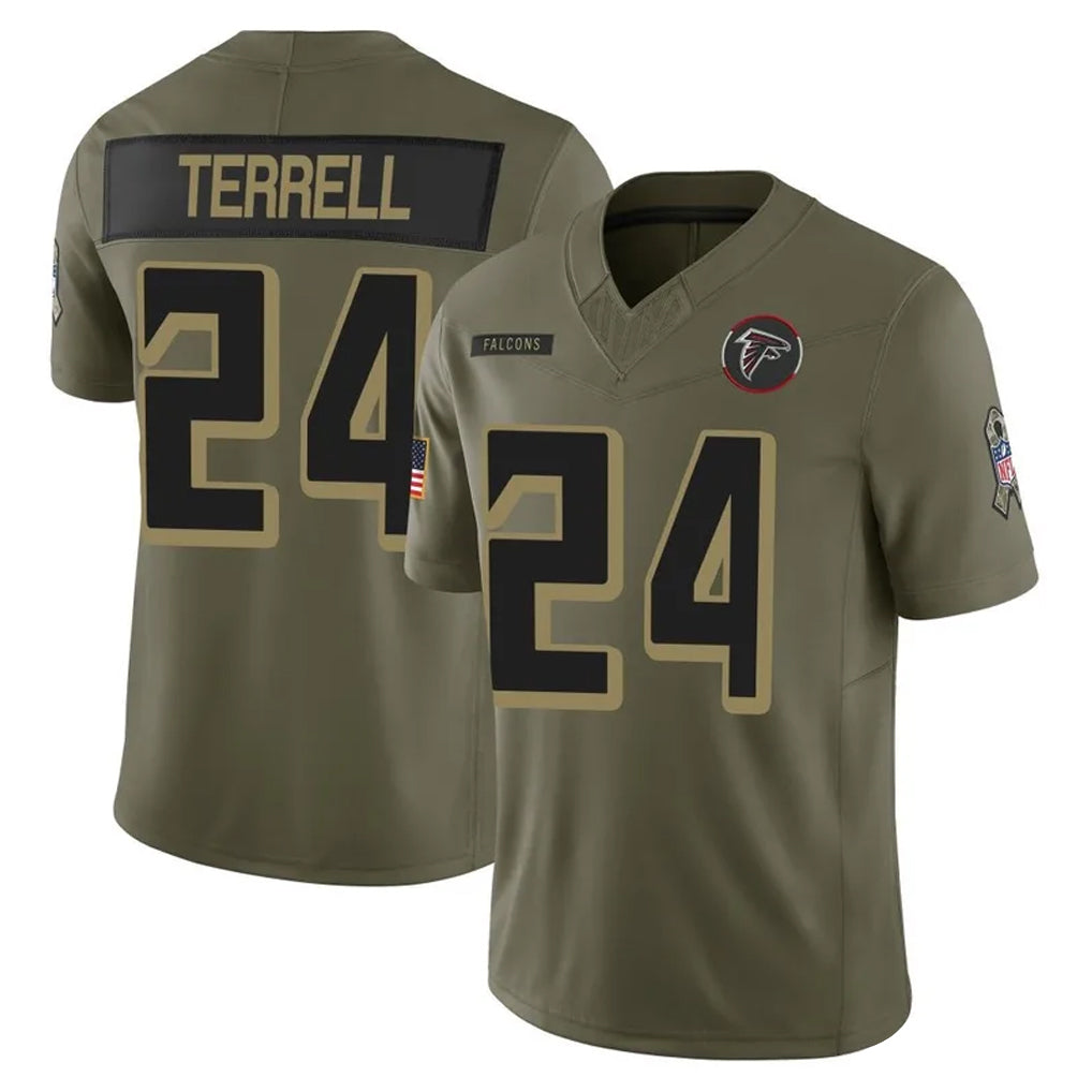 Punc A.Falcons #24 A.J. Terrell Jr. Player Olive Salute To Service Limited Home Game Stitched Jerseys