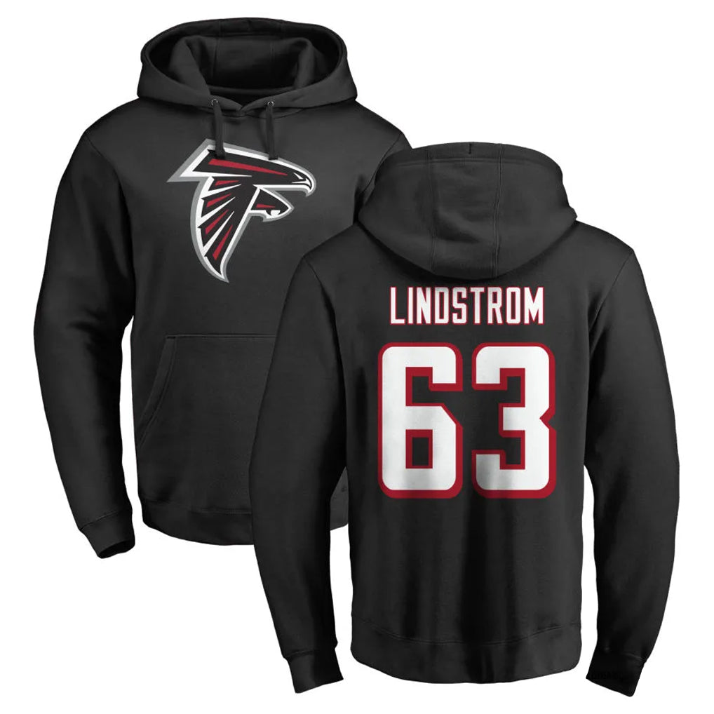 Punc A.Falcons #63 Chris Lindstrom Player Black Salute to Service Hoodies Stitched Jerseys