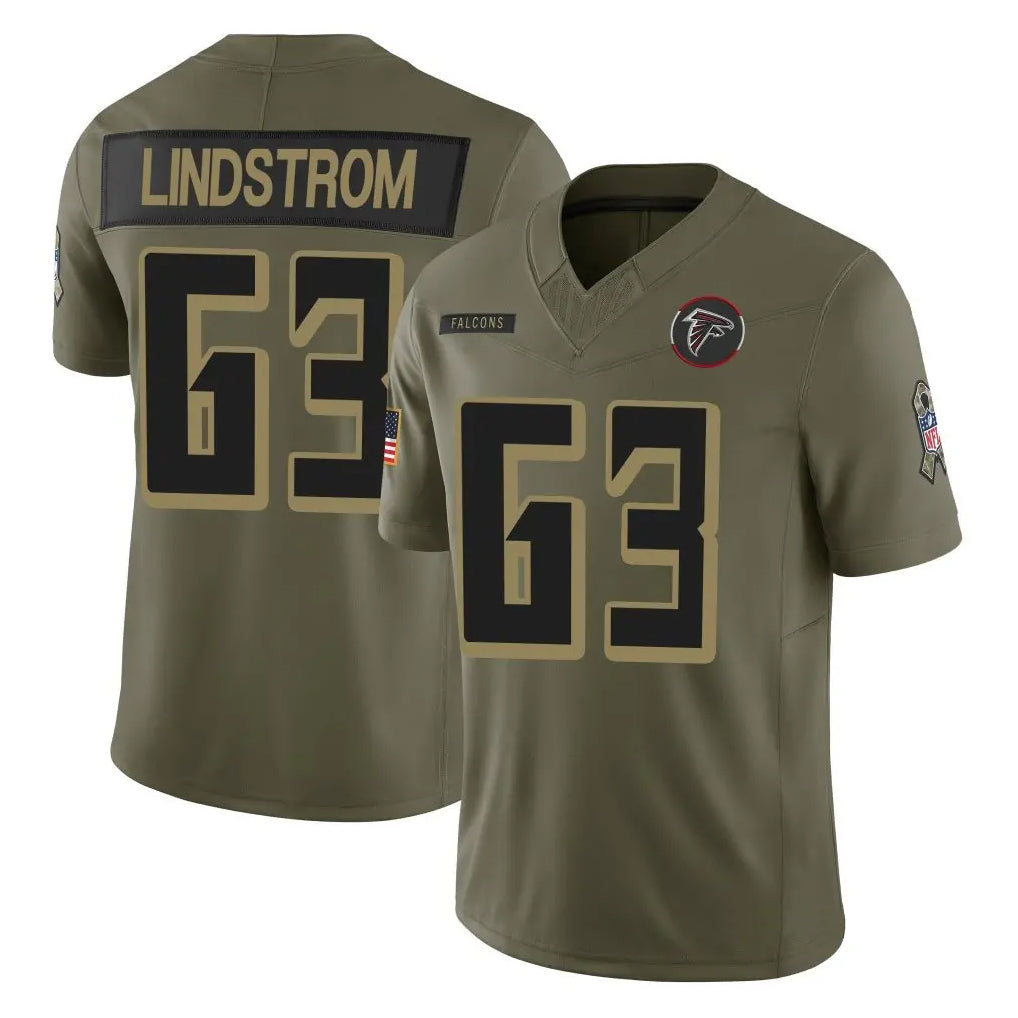 Punc A.Falcons #63 Chris Lindstrom Player Olive Salute To Service Limited Home Game Stitched Jerseys