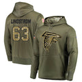 Punc A.Falcons #63 Chris Lindstrom Player Olive Salute to Service Club Fleece Hoodie Stitched Jerseys