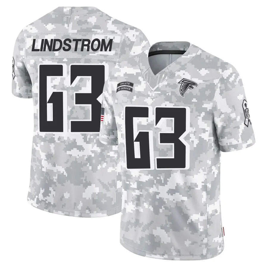 Punc A.Falcons #63 Chris Lindstrom Player Arctic Camo Salute to Service Limited Stitched Jerseys