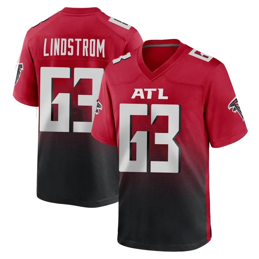 Punc A.Falcons #63 Chris Lindstrom Player Red Home Game Stitched Jerseys