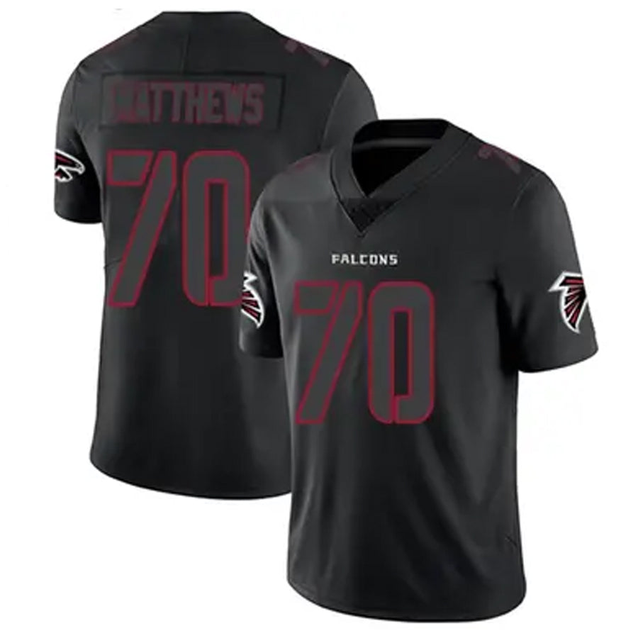 Punc A.Falcons #70 Jake Matthews Player Black Limited Elite Game Stitched Jerseys