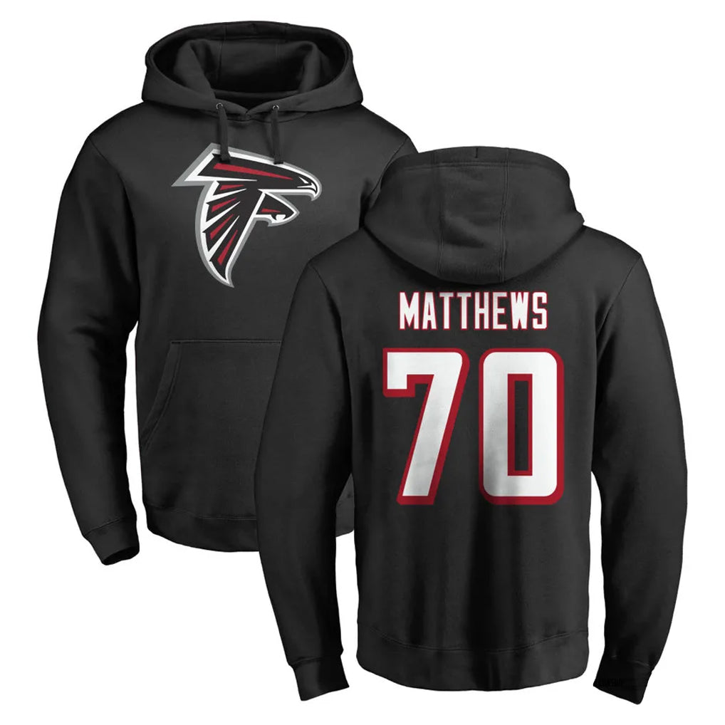 Punc A.Falcons #70 Jake Matthews Player Black Salute to Service Hoodies Stitched Jerseys