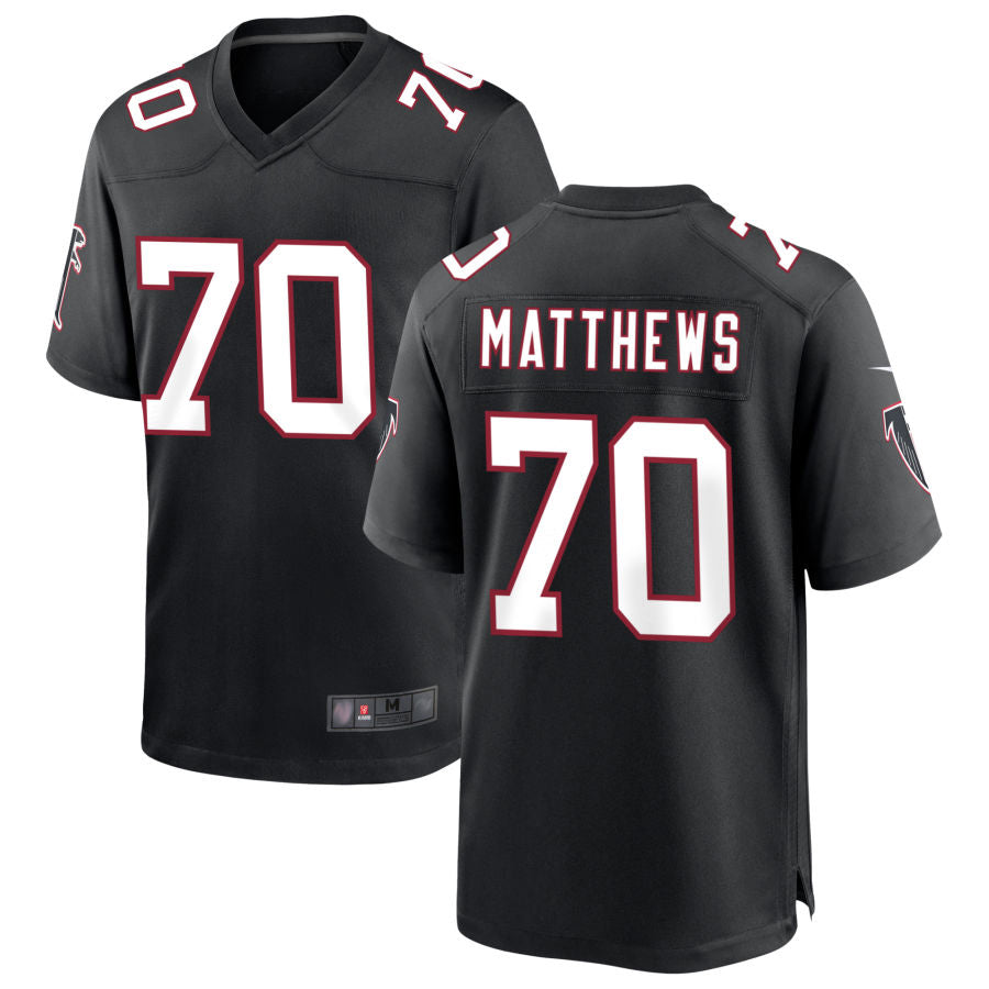 Punc A.Falcons #70 Jake Matthews Player Black Throwback Game Stitched Jerseys