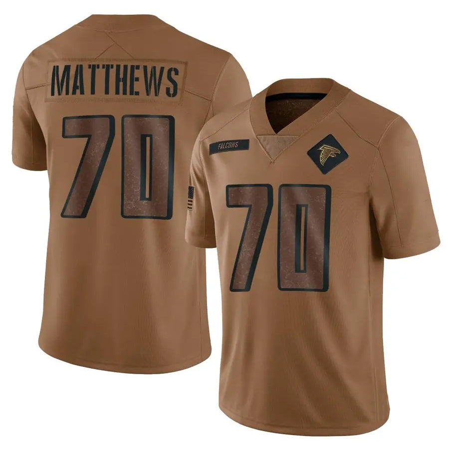 Punc A.Falcons #70 Jake Matthews Player Brown Salute To Service Limited Stitched Jerseys