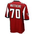 Punc A.Falcons #70 Jake Matthews Player Red Game Stitched Jerseys