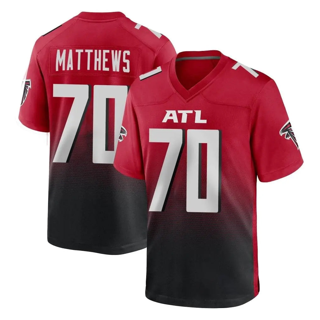 Punc A.Falcons #70 Jake Matthews Player Red Home Game Stitched Jerseys