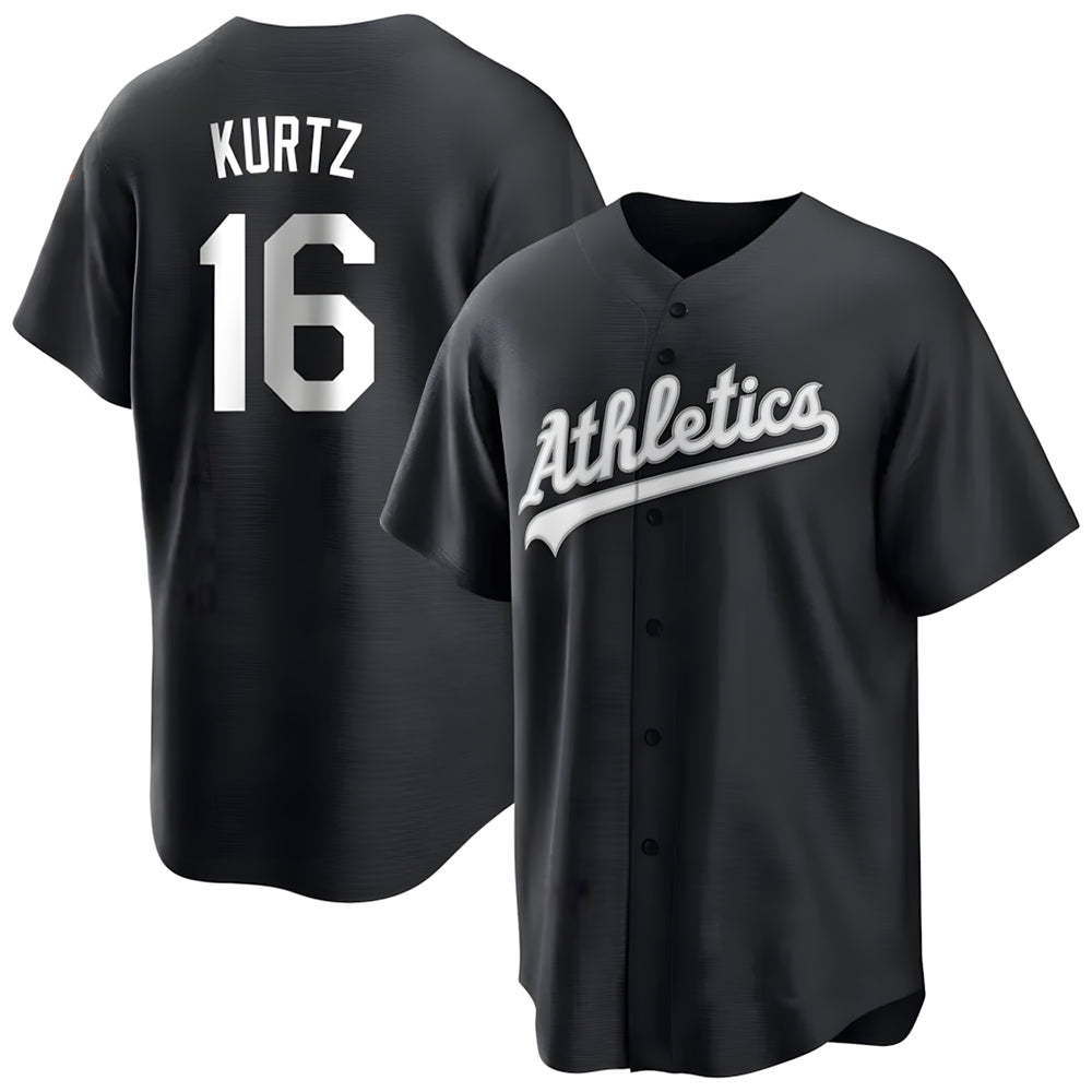 Punc Athletics #16 Nick Kurtz Player Black Game Stitched Jerseys