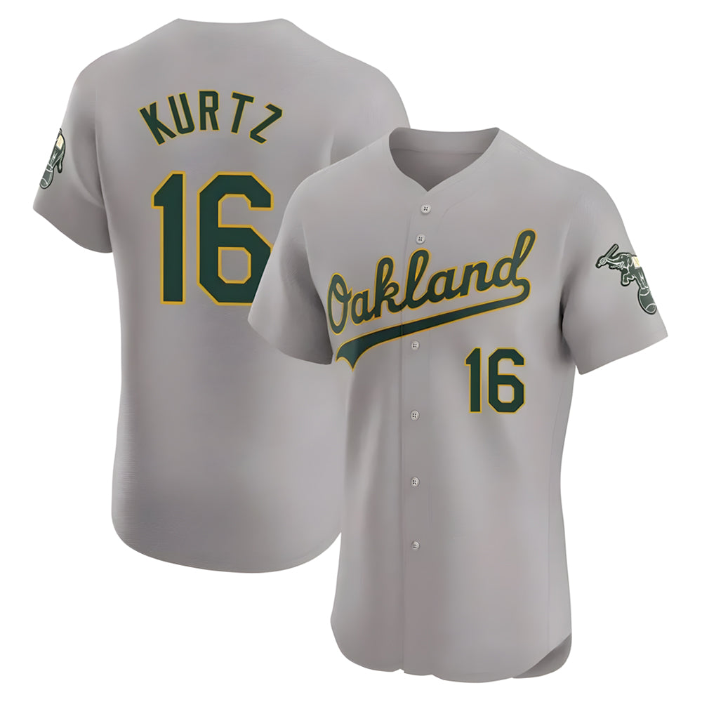 Punc Athletics #16 Nick Kurtz Player Gray Elite Road Stitched Jerseys