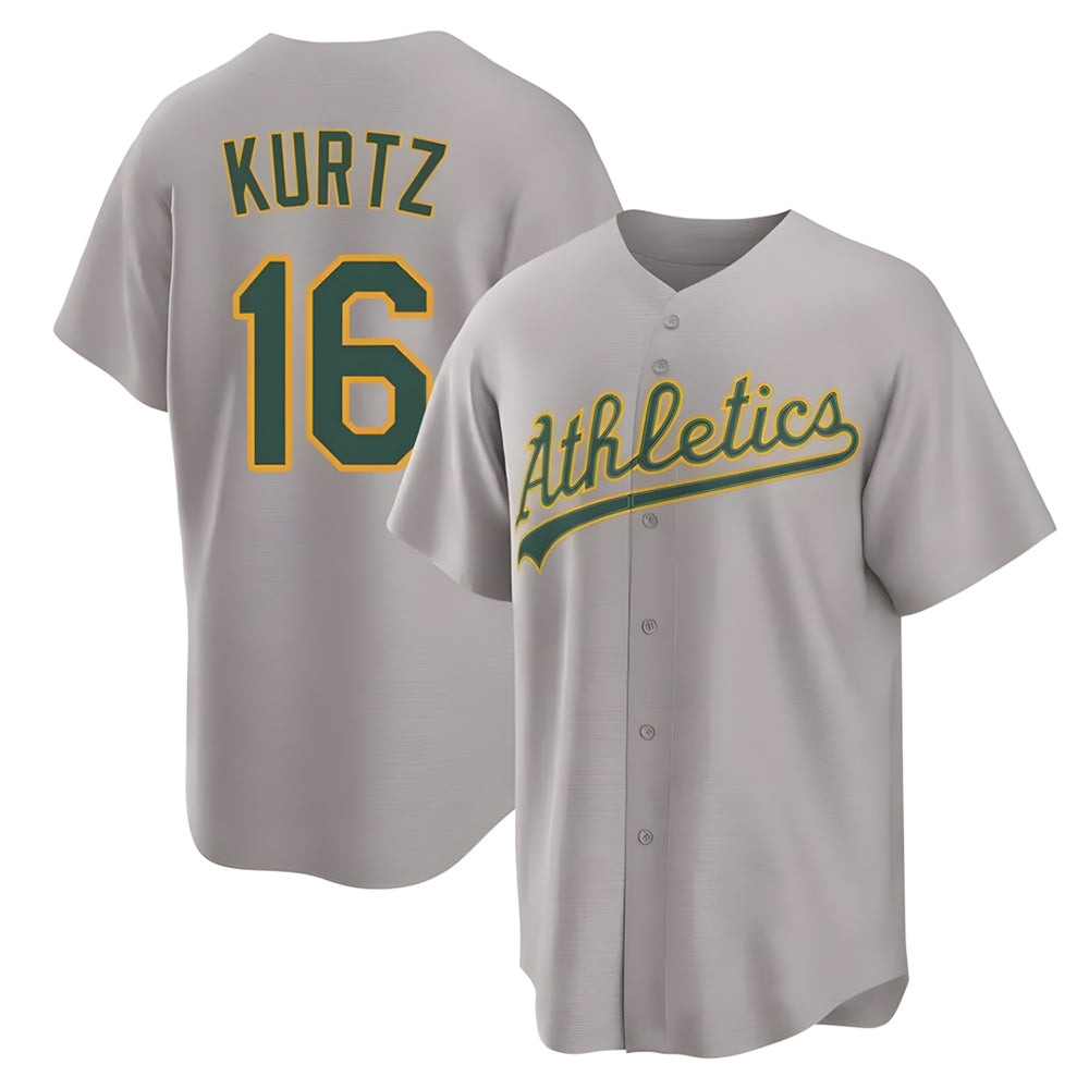 Punc Athletics #16 Nick Kurtz Player Gray Home Game Stitched Jerseys