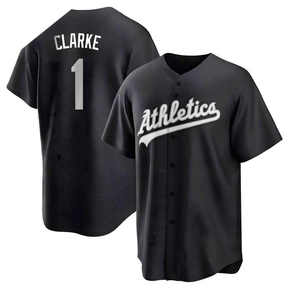 Punc Athletics #1 Denzel Clarke player Black&White Replica Stitched Jersey