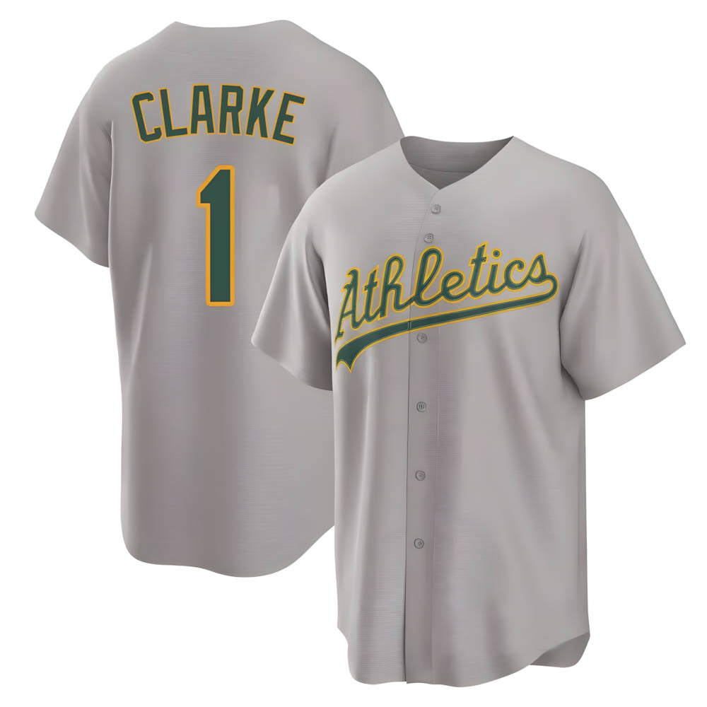 Punc Athletics #1 Denzel Clarke player Gray Replica Away Stitched Jersey