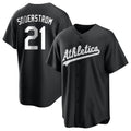 Punc Athletics #21 Tyler Soderstrom Player Black&White Replica Stitched Jersey