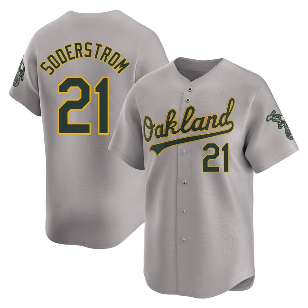 Punc Athletics #21 Tyler Soderstrom Player Gray Limited Away Stitched Jersey